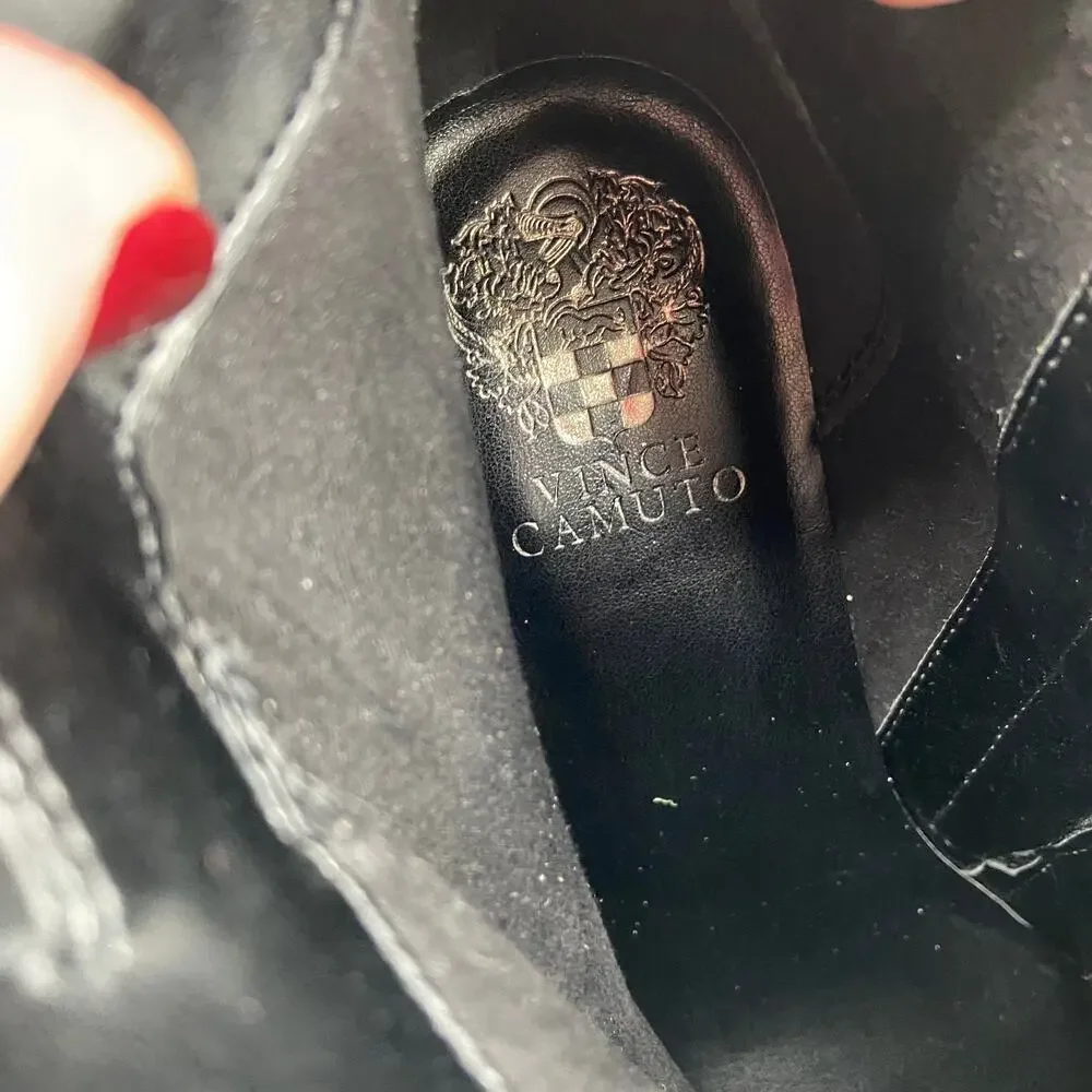 Vince Camuto Ankle Bootie Size 11 Black Suede Stacked Heel‎ Gredile Boot